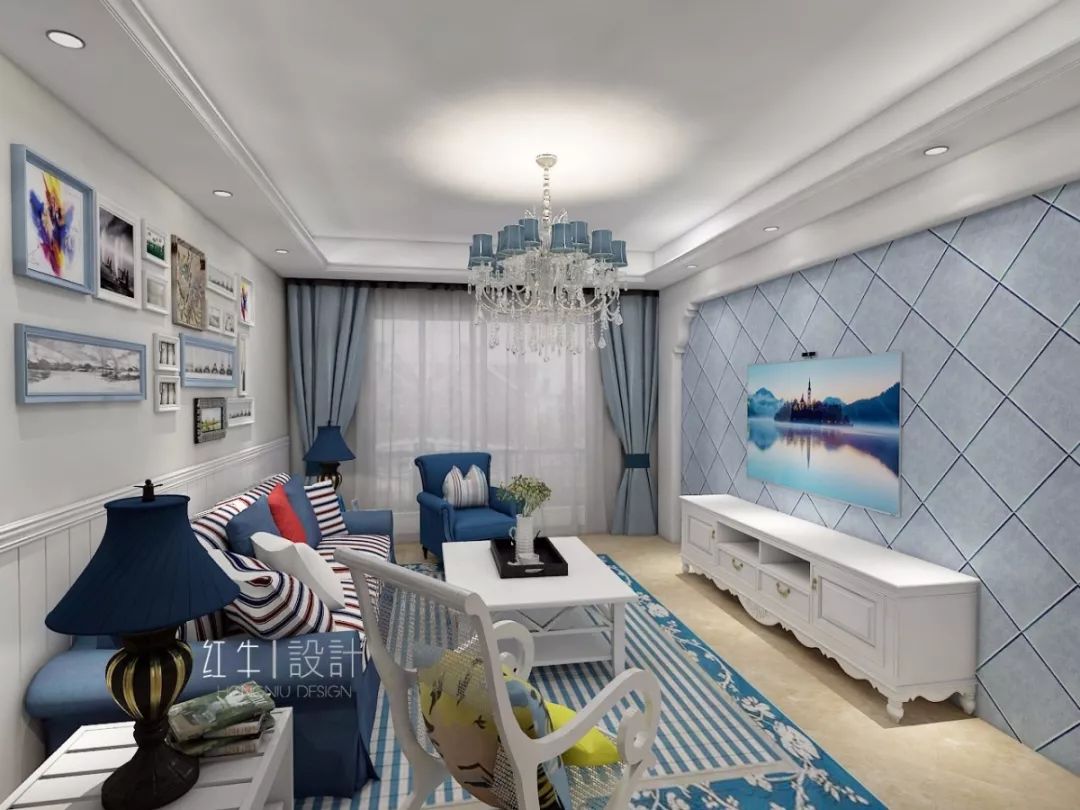南京燕江府125㎡地中海風格 主打藍白的浪漫情懷03