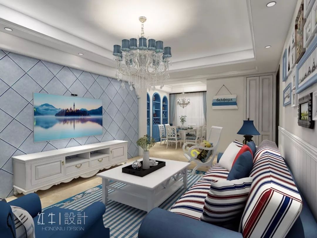 南京燕江府125㎡地中海風格 主打藍白的浪漫情懷04