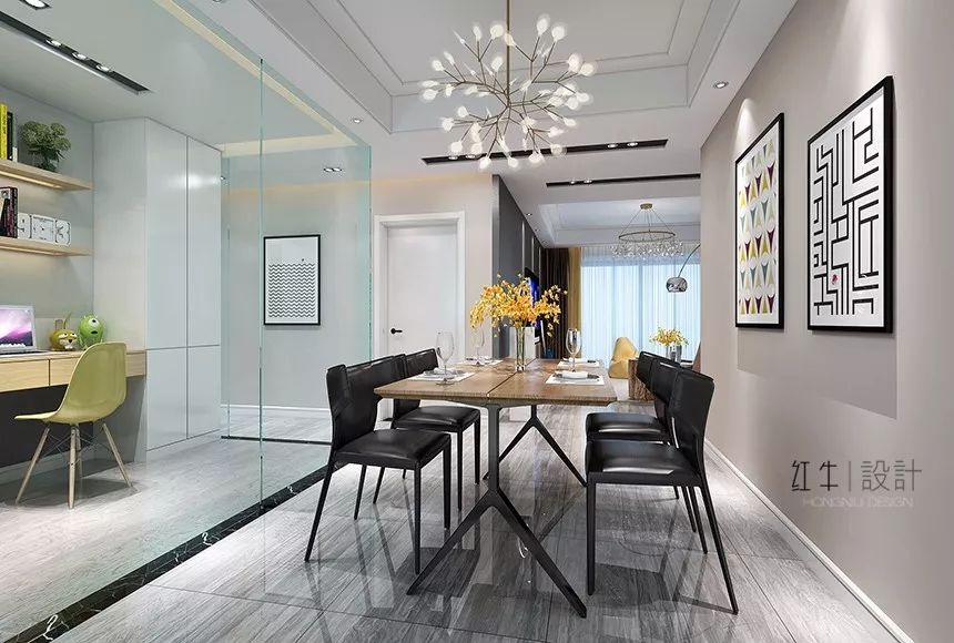 南京聚寶山莊137平米現代風格裝修 年輕人的婚房可以這樣裝修07餐廳效果圖