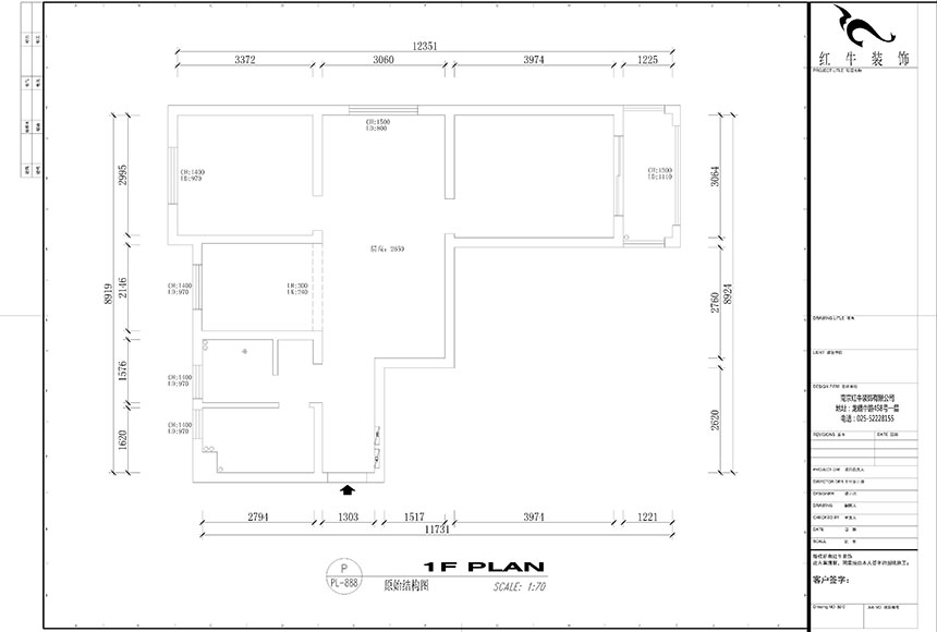 860x580_吳波_南京賈西新苑88㎡簡(jiǎn)歐風(fēng)格裝修_原始結(jié)構(gòu)圖
