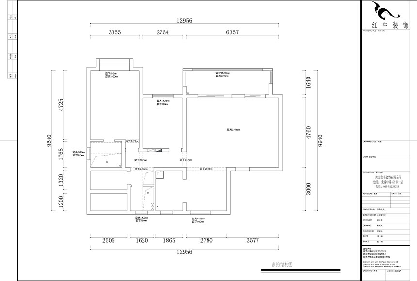 水印860x580_熊皓宇_南京市棲霞區招商公園里135㎡簡美風格裝修_原始結構圖