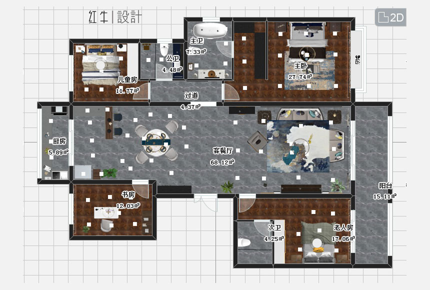 水印860x580_蔡成昊_南京中冶盛世濱江175㎡現代風格裝修_2D