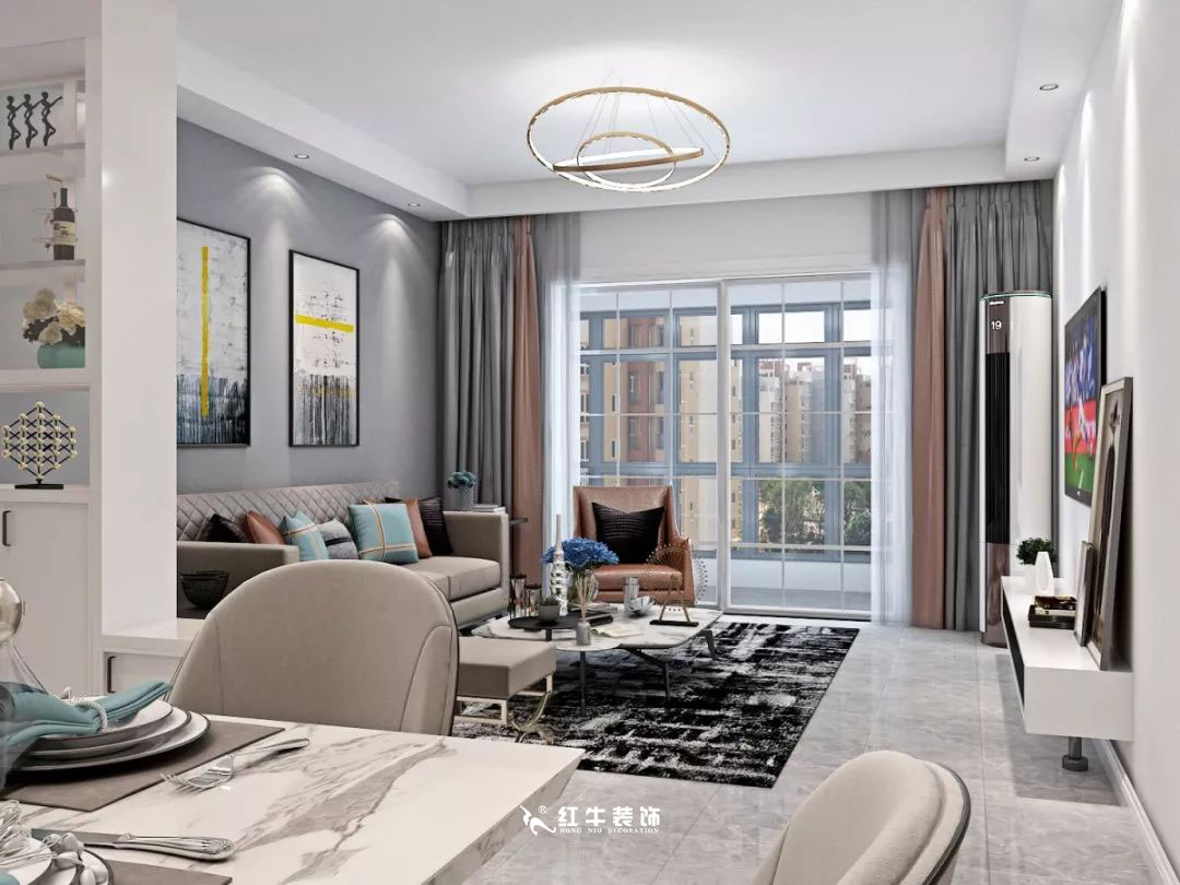 南京商苑新村120㎡現(xiàn)代簡約--深淺有致的色彩搭配02客廳設(shè)計+logo