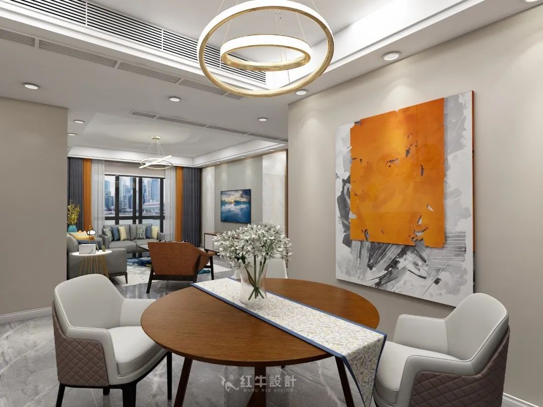 熊皓宇_同曦國際廣場140㎡輕奢風格--改善性住房應該這樣設計06餐廳設計_客餐廳