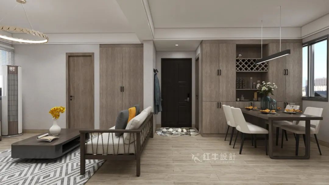 劉萍萍_花崗鴻福城132㎡現代簡約風格_兩套小戶型打通變大宅,中西雙廚房+衣帽間打造品質生活!05客餐廳