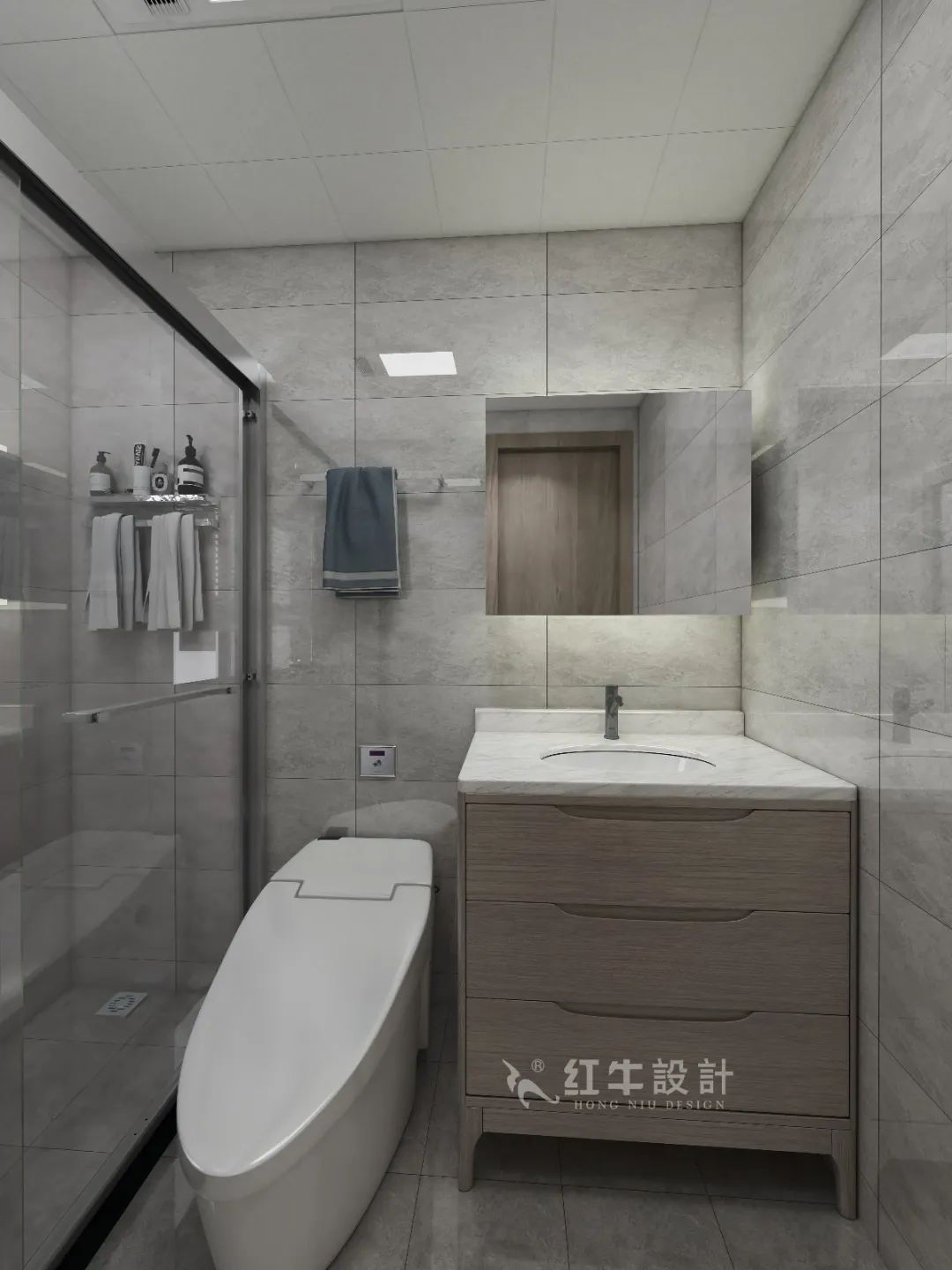 劉萍萍_花崗鴻福城132㎡現代簡約風格_兩套小戶型打通變大宅,中西雙廚房+衣帽間打造品質生活!15衛生間