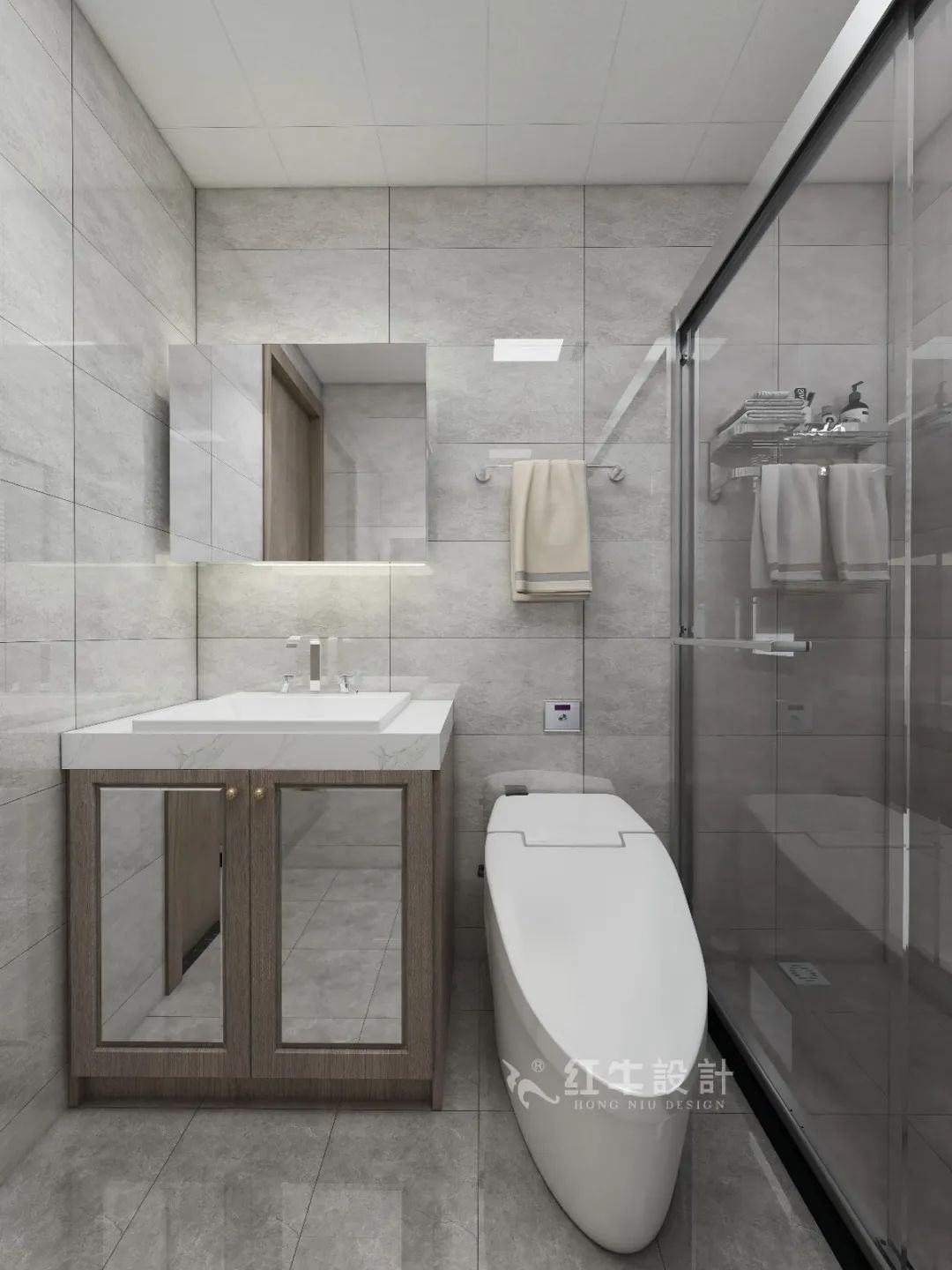 劉萍萍_花崗鴻福城132㎡現代簡約風格_兩套小戶型打通變大宅,中西雙廚房+衣帽間打造品質生活!17衛生間