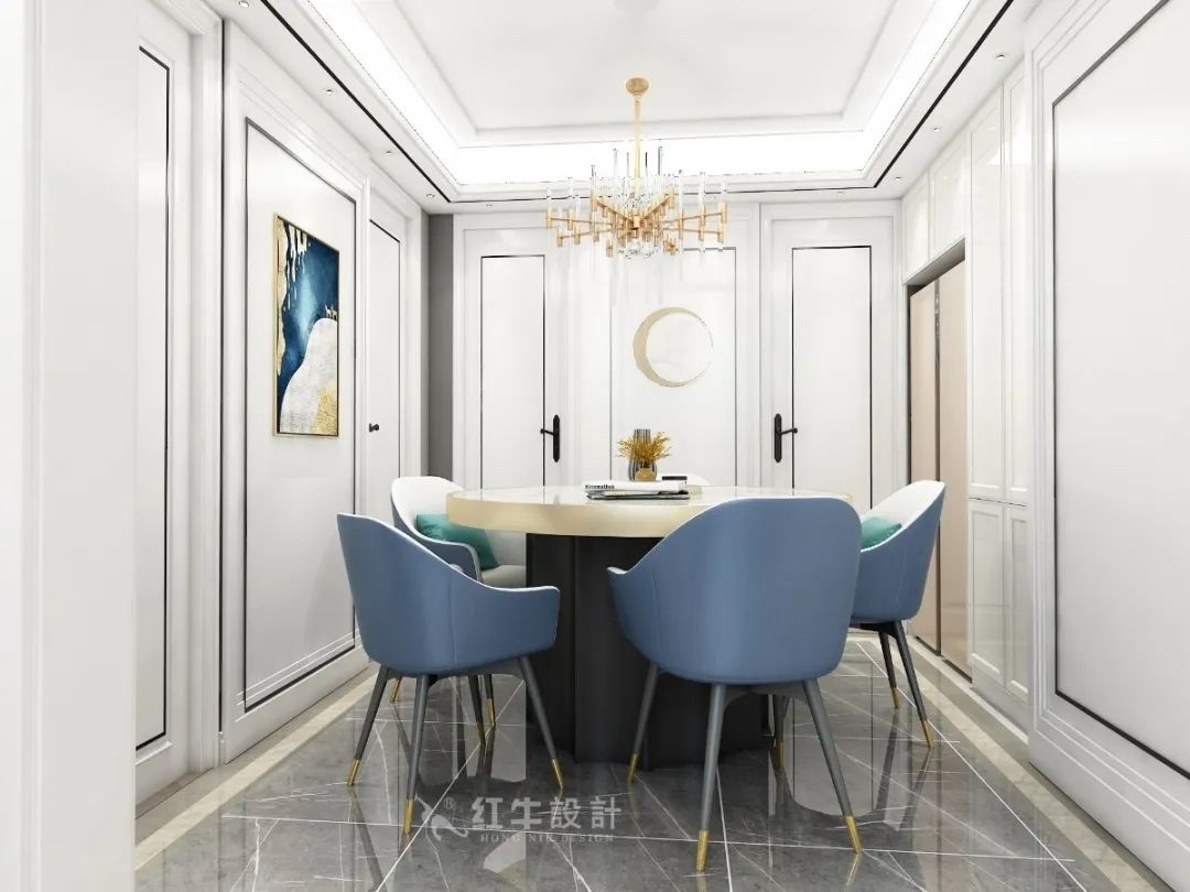 顧娟_紅牛設計--中垠紫金官邸137㎡(F戶型)輕奢風格06效果圖欣賞_客廳