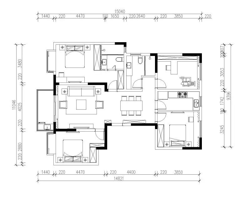 余瑋_紅牛設計--中垠紫金官邸140㎡（G戶型）北歐風格03調(diào)整建議_平面布置圖