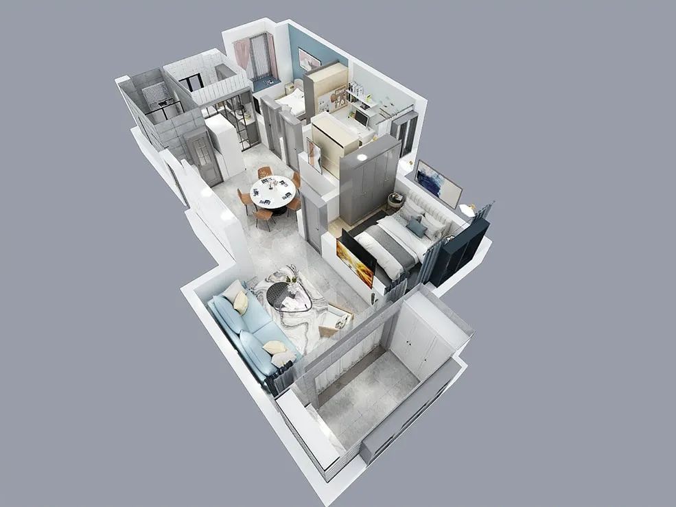 朱明琪_禧和苑89㎡北歐風格--經典小三房設計04戶型圖_立體設計圖