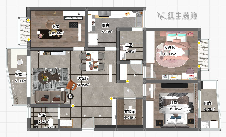 顧娟_蘇寧千秋情緣2-2-301-132㎡-現代輕奢風格_彩平面+logo