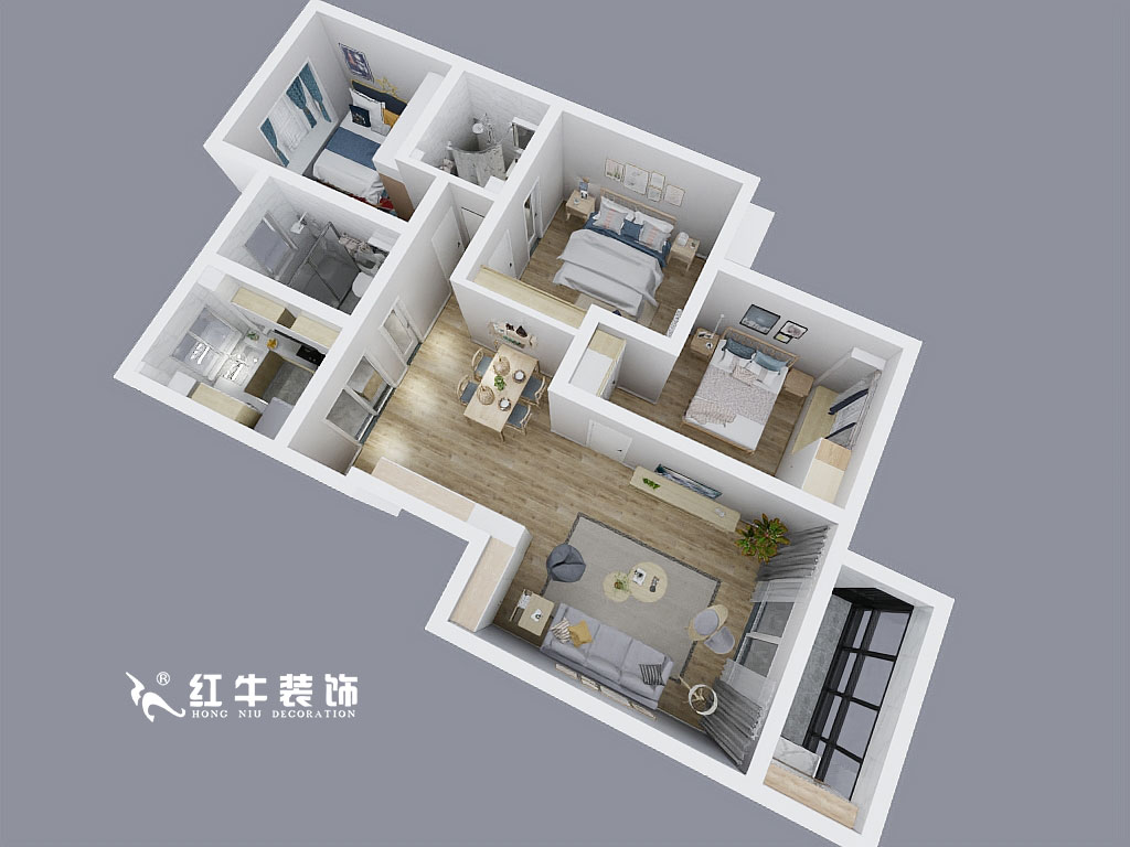 陸利民_時光澔韻華盛園2-4-801-115㎡-北歐風格_俯視圖