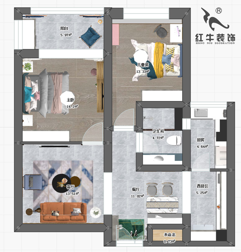 熊皓宇_世茂濱江新城5-3-802-110㎡-現代輕奢風格_平面圖