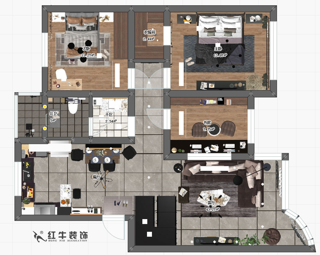 陶陽_興都花園88號6-2-603-110㎡+閣樓-現(xiàn)代輕奢風格_一樓平面圖