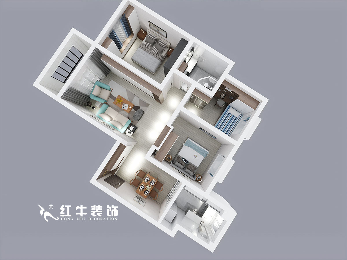 陸利民_南京信息工程大學人才公寓5-803-113㎡-現代風格_三維圖