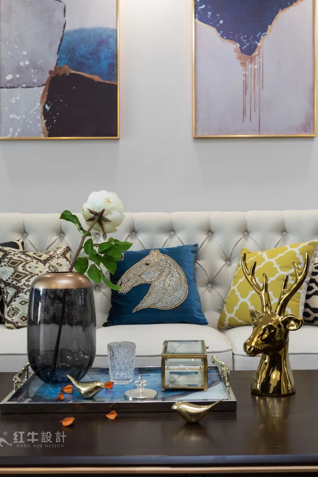 85后夫婦的美式輕奢家,起名“海藍(lán)之謎”!03客廳