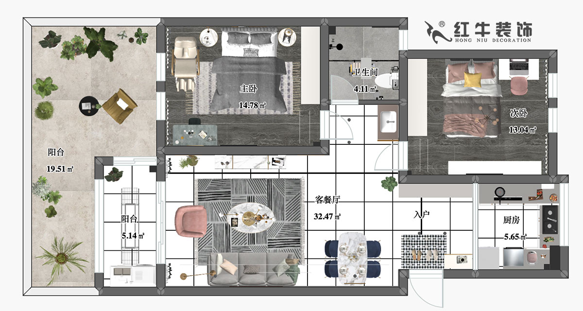 劉萍萍_仙龍灣山莊16-2-104-90㎡-輕奢風格00彩平圖