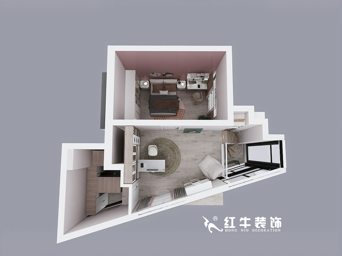 余瑋_萬科尚都薈B座523室-75㎡-現代風格00二樓鳥瞰圖