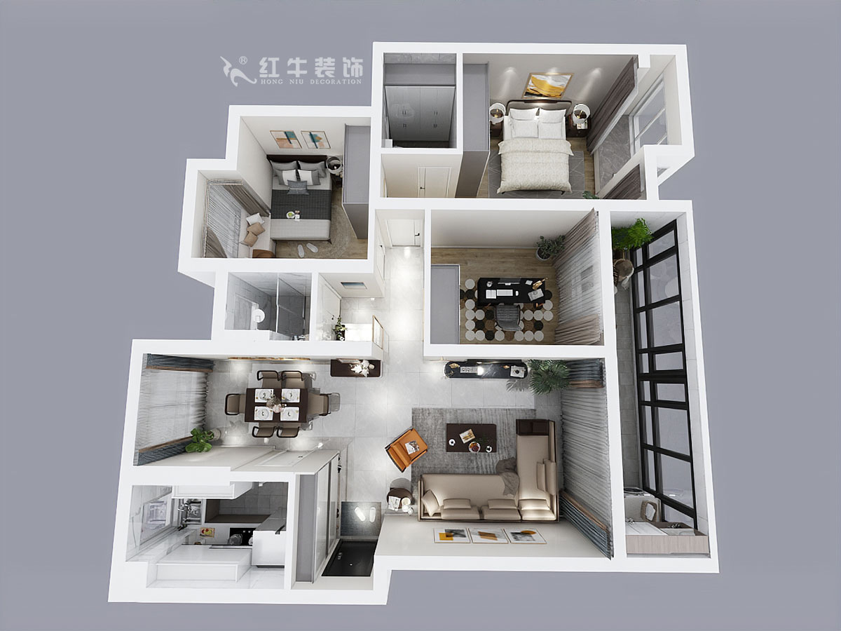 吳波_萊蒙水榭陽光10-1-901-107㎡-現代輕奢風格_3室2廳2衛(老房裝修)_成品家¥168676_全包16