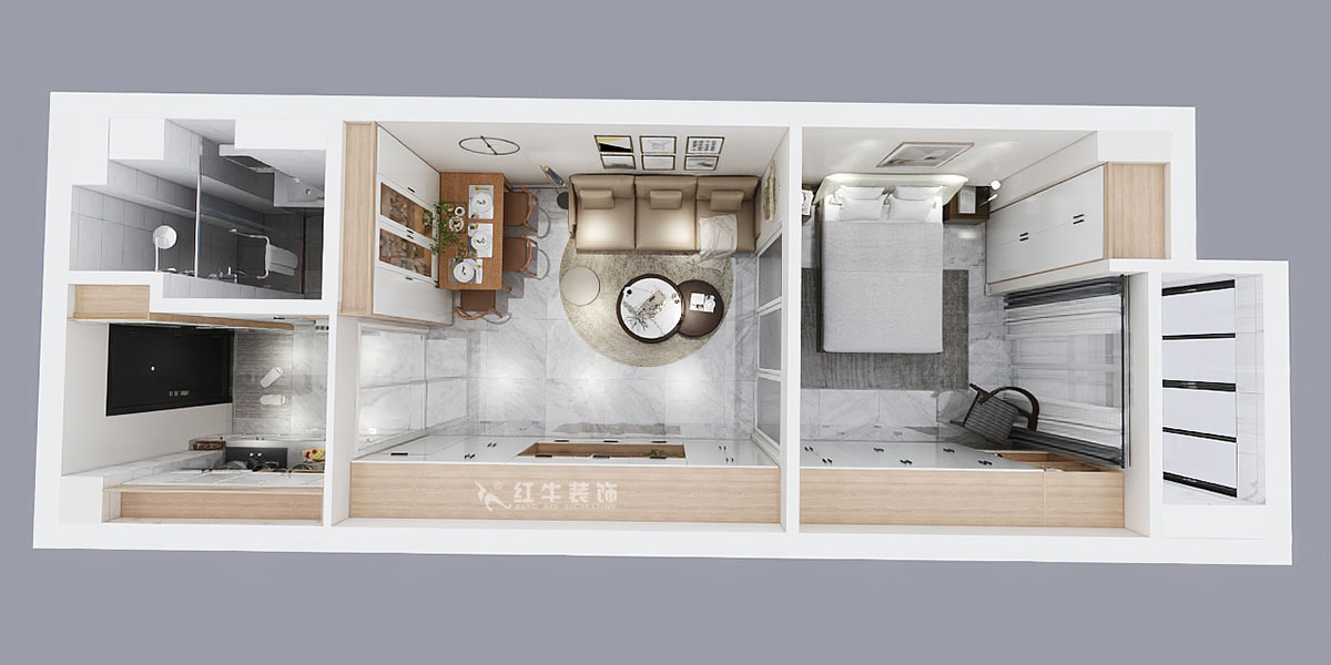 趙東星_武夷綠洲商業廣場905室-54㎡-現代風格_1室1廳1衛（毛坯裝修）_定制家￥80000_全包8萬00鳥瞰圖