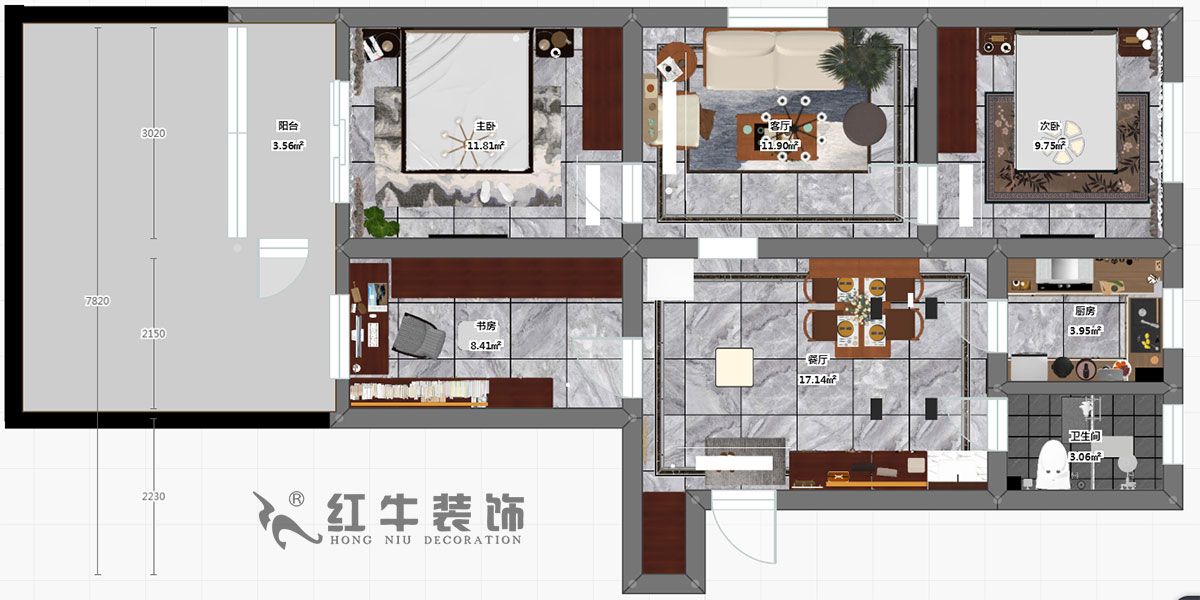 蔡成昊_花園路11號25-104-90㎡-現代簡約風格_3室2廳1衛（老房裝修）_定制家￥128966_全包12