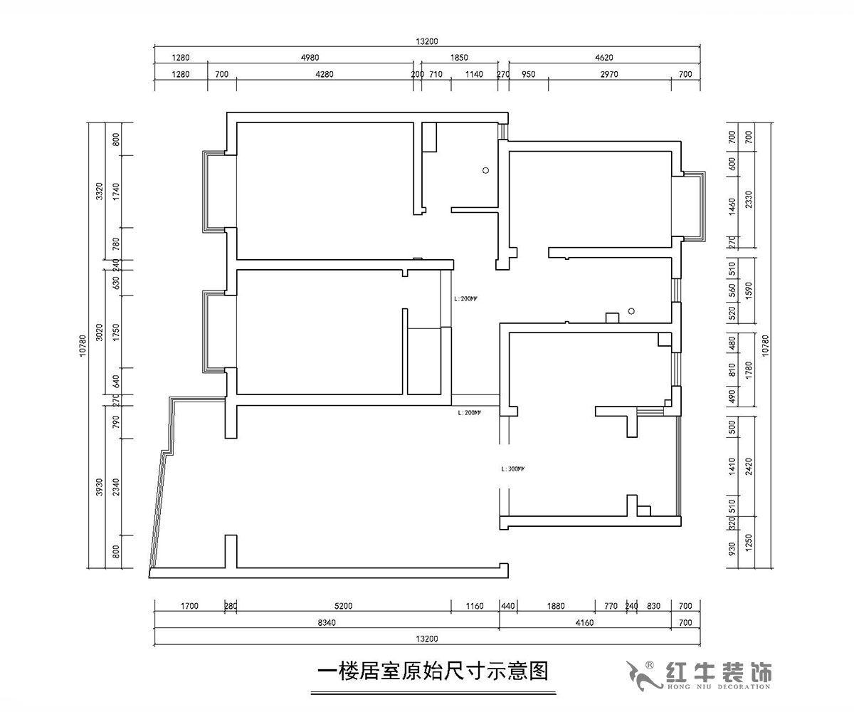 房亮_楓丹白露21-102-125㎡-現代簡約風格_3室2廳2衛（老房裝修）_定制家￥214554_全包22萬00_01原始結構圖
