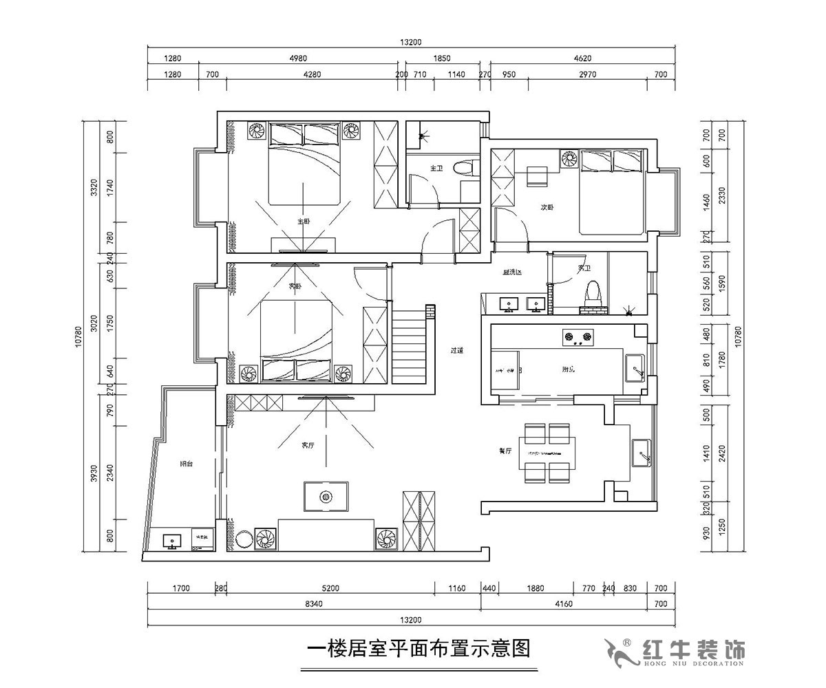 房亮_楓丹白露21-102-125㎡-現代簡約風格_3室2廳2衛（老房裝修）_定制家￥214554_全包22萬00_02平面布置圖
