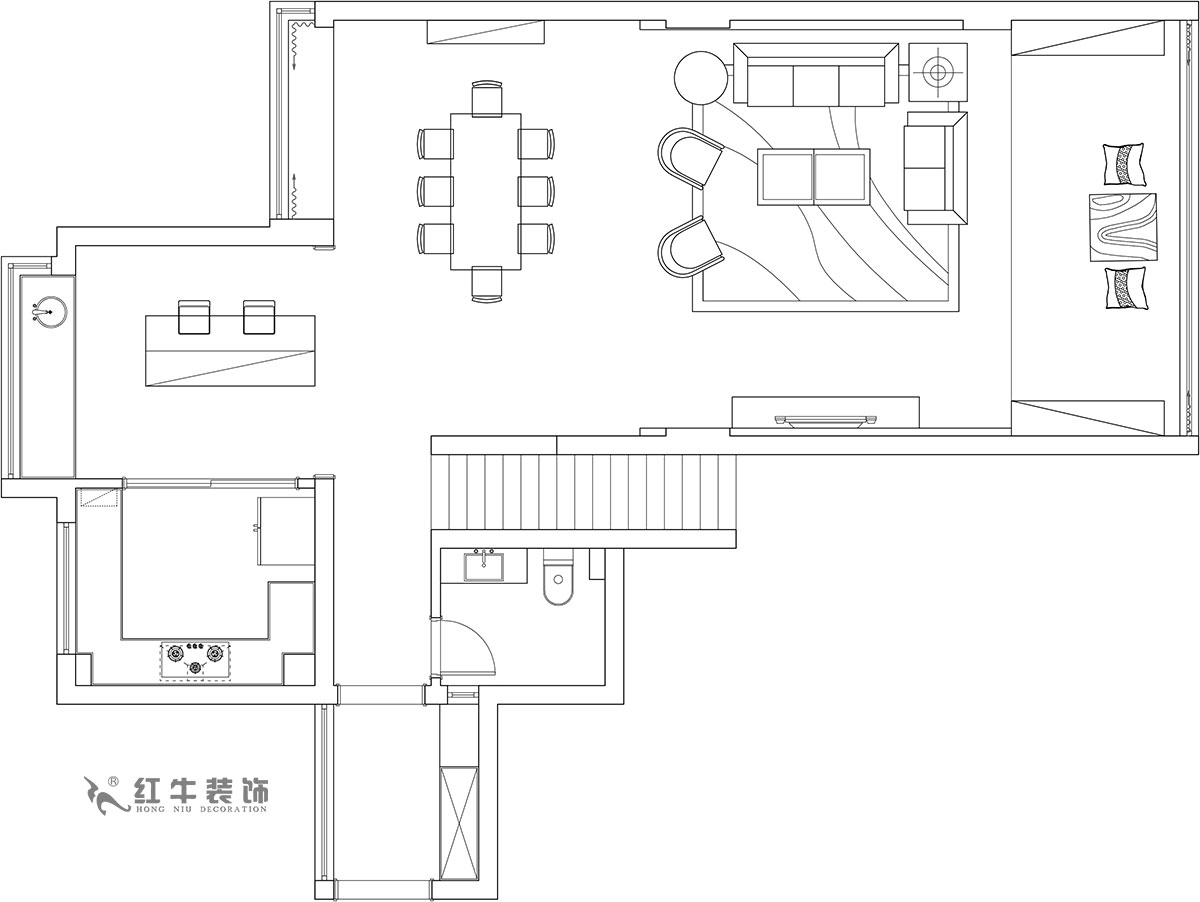 【實景案例】余瑋_棲園-200㎡-輕奢風格_4室3廳3衛（新房裝修）_全包35萬00_02一樓是日常休閑的活動區域