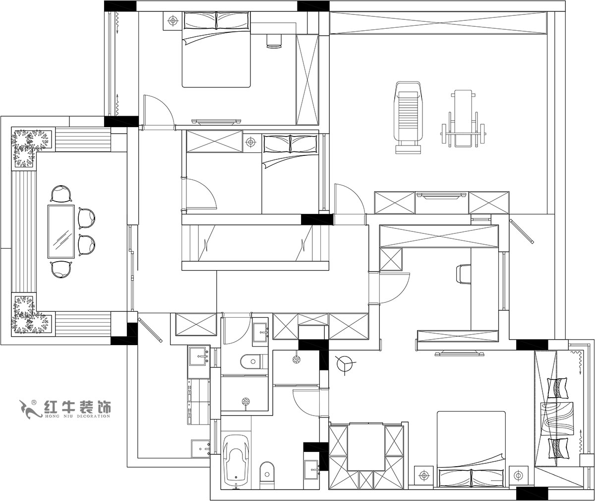 【實景案例】余瑋_棲園-200㎡-輕奢風格_4室3廳3衛（新房裝修）_全包35萬00_04二樓作為休息區和工作區