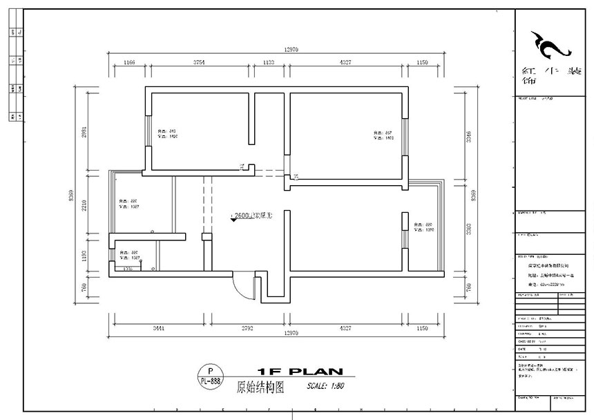 顾娟_全福小区10-201-90㎡-现代风格_2室2厅1卫（旧房装修）_半包￥66800_全包13万00_01原始结构图