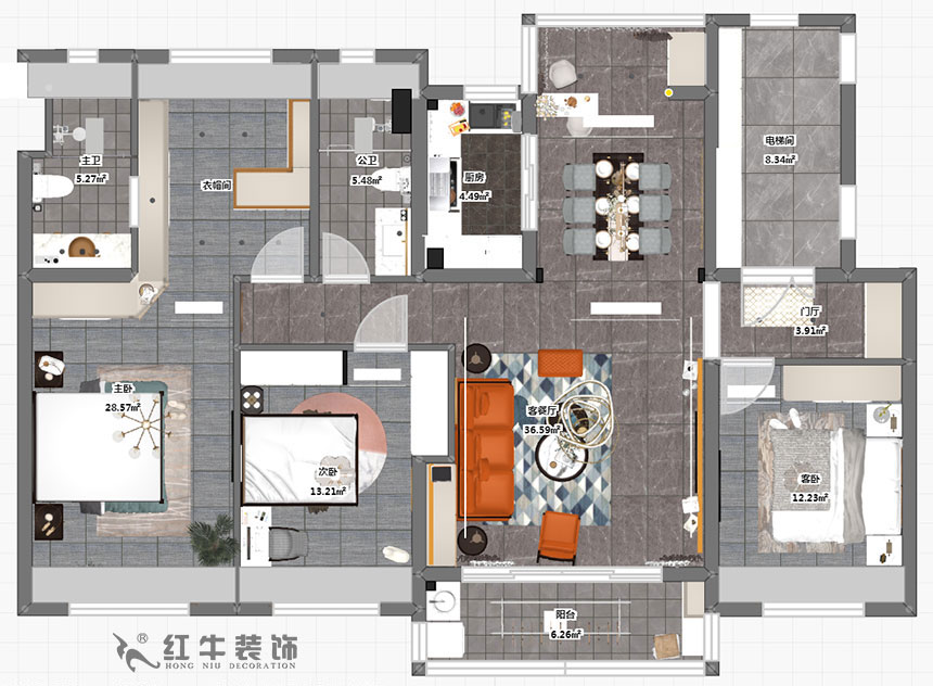 蔡成昊_泊云間25-2-304-140㎡-現代輕奢風格_4室2廳2衛（新房裝修）_半包￥106935_半包10