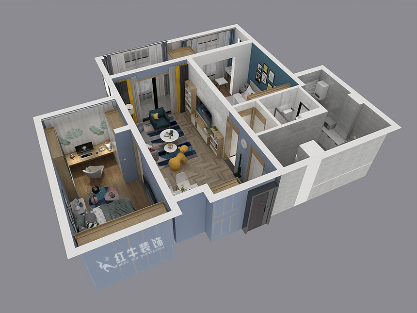 余瑋_中航金城一號7-402-91㎡-北歐風格_2室2廳1衛（新房裝修）_成品家￥151366_全包15