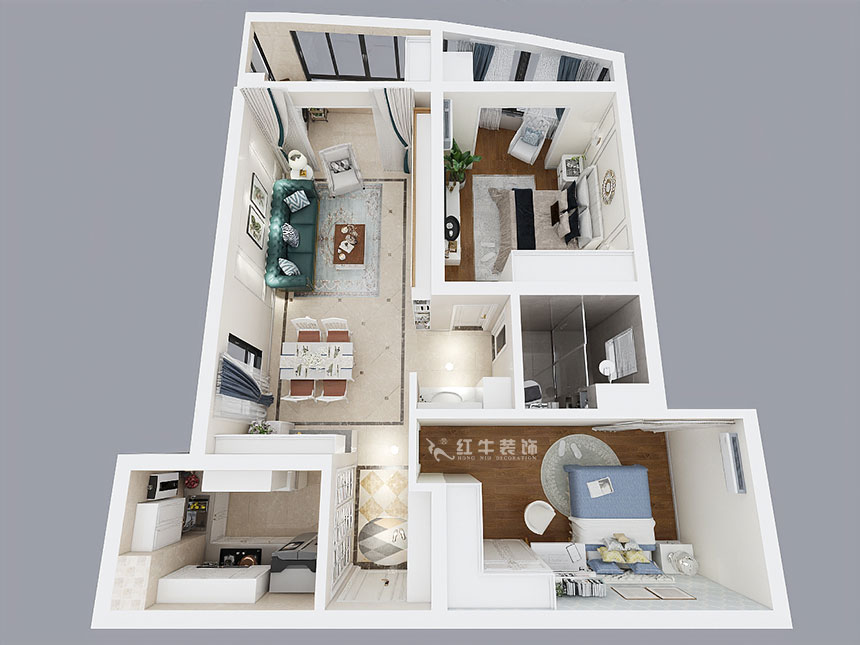 熊皓宇_海德卫城2-3-2202-100㎡-简约欧式风格_2室2厅1卫（老房翻新）_成品家￥144000_全包14万00_04鸟瞰图