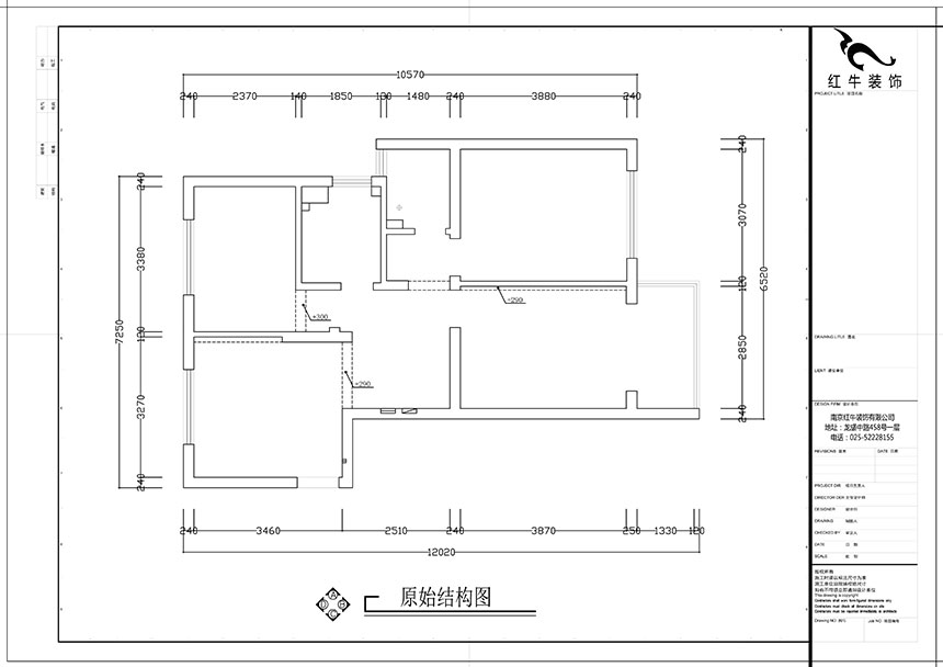 張智猿｜盛和家園南區6-1-1301-80㎡-現代簡約風格｜3室2廳1衛｜老房裝修｜定制家￥106397｜全包11萬｜00_01原始結構圖