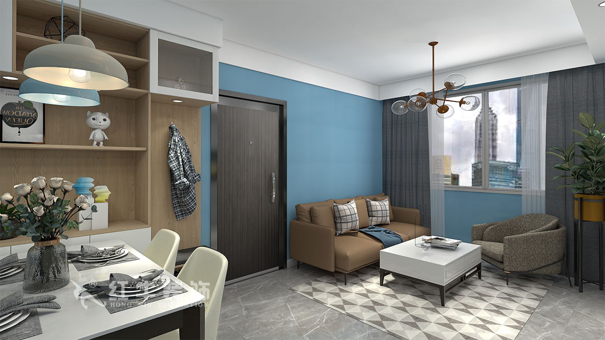 朱明琪|御道嘉庭8-110-82㎡-現代簡約風格|2室2廳1衛|新房裝修|定制家¥123516|全包12萬|01客餐廳