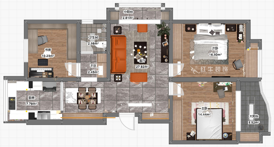 劉萍萍|石城家園5-1-301-109㎡-簡約風格|3室2廳1衛|老房裝修|定制家¥147670|全包14