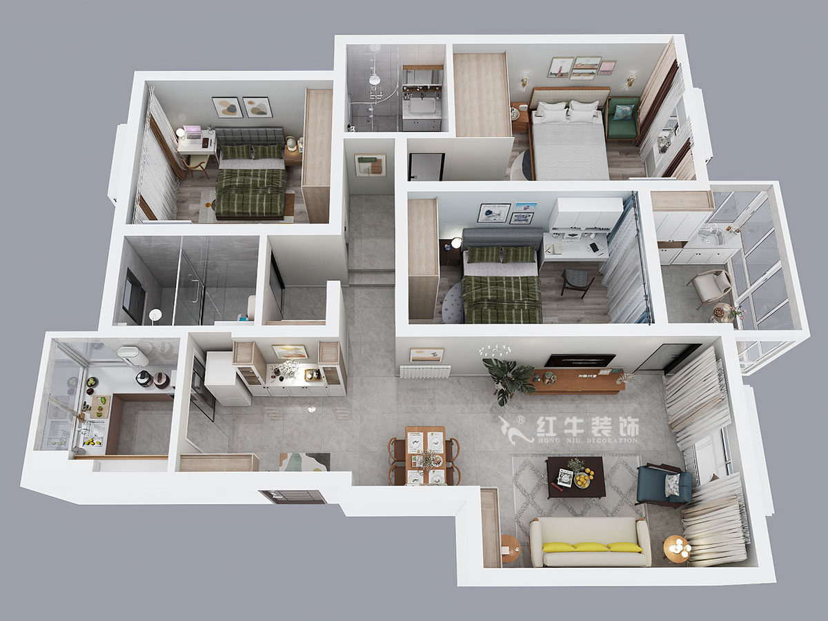 魏明花｜水秀花園15-701-128㎡-現代簡約風格｜3室2廳2衛｜二手房裝修｜定制家￥176904｜全包17