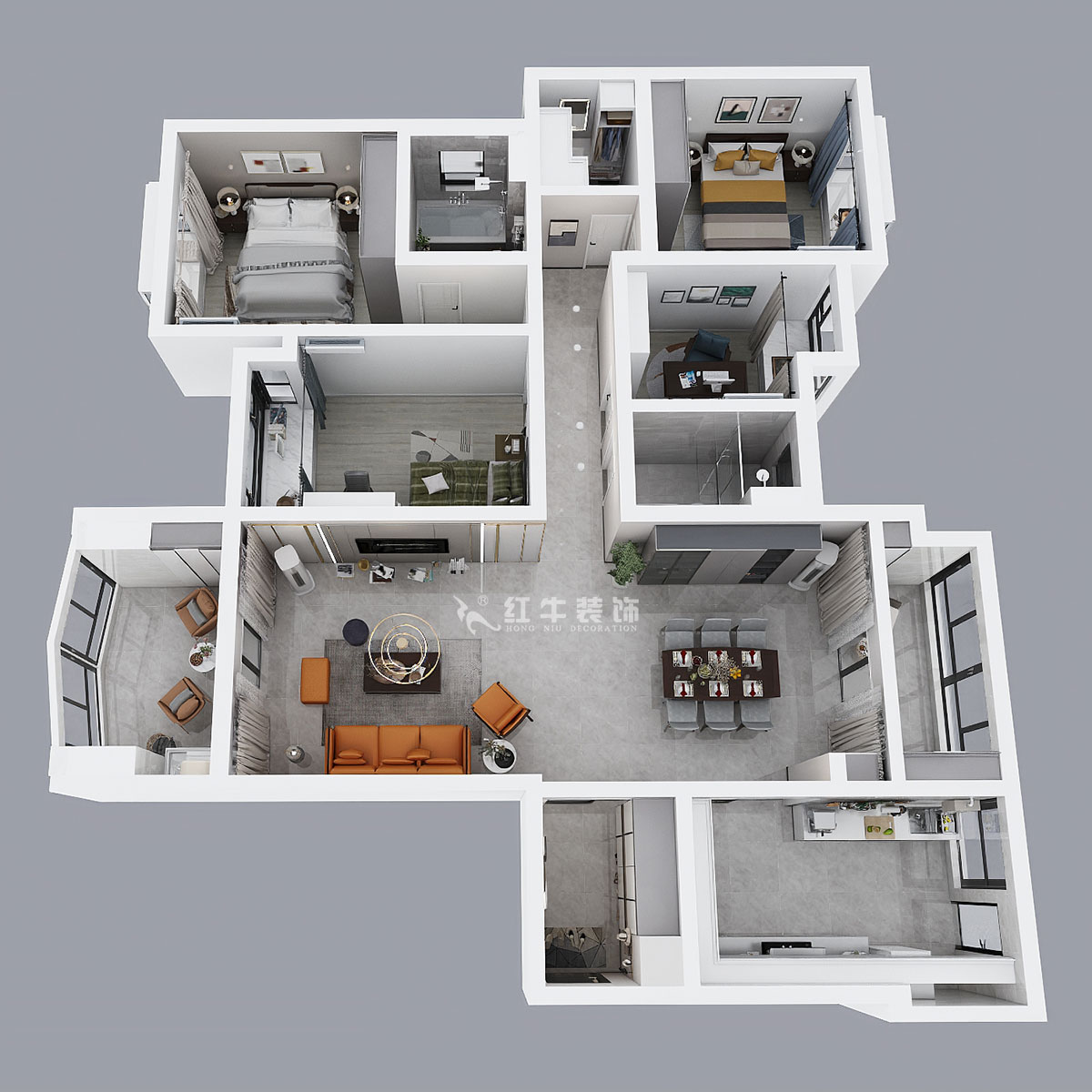 吳波|雅居樂濱江國際2-2-1706-178㎡-現代風格|大戶型平層|4室2廳2衛|新房裝修|定制家¥206091|全包20