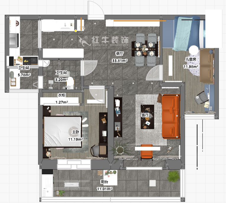 仇美蓉|世茂外灘新城12-2-1702-97㎡-簡(jiǎn)約風(fēng)格|2室2廳1衛(wèi)|二手房裝修|定制家¥120000|全包12萬(wàn)|00_03彩平圖
