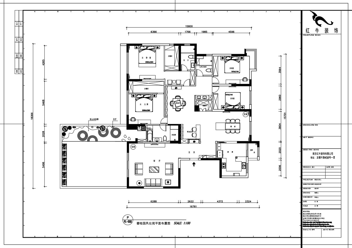 魏明花|碧桂園鳳雅苑9-1004-260㎡-現代簡約風格|4室3廳3衛|毛坯房裝修|定制家¥368533|全包36萬|00_02平面布置圖