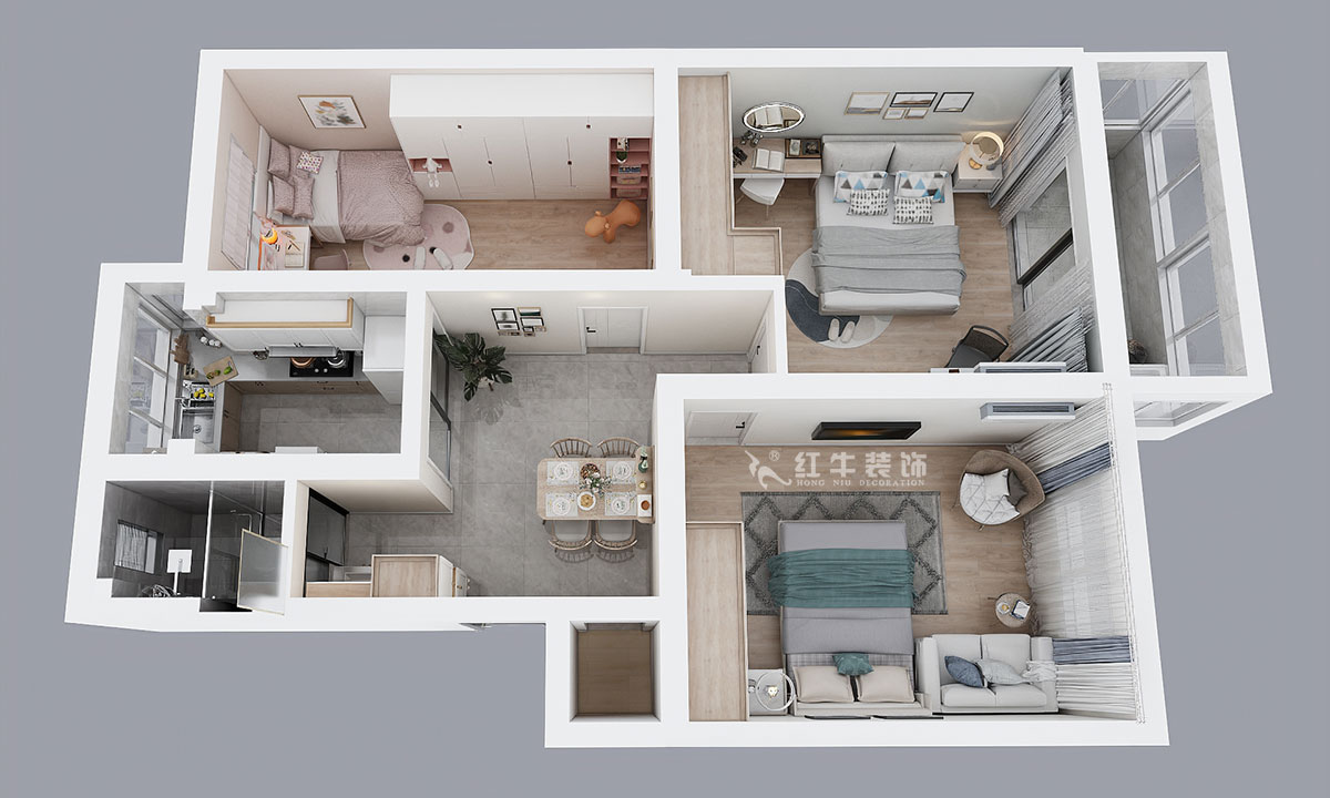 劉曉芳|小火瓦巷45號1-501-84㎡-現代風格|3室2廳1衛|老房裝修|定制家¥127000|全包12