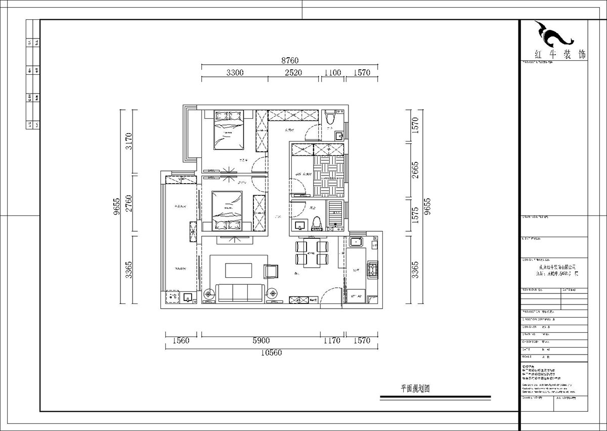 熊浩宇｜蓝光·睿创新筑5-1004-110㎡-简美风格｜3室2厅2卫｜新房装修｜定制家￥231400｜全包20万｜00_02平面规划图