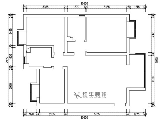 張桐瑋｜江雁依山郡23-901-76㎡-現代簡約風格｜3室1廳1衛｜舊房改造｜定制家￥93180｜全包10萬｜00_01原始結構圖