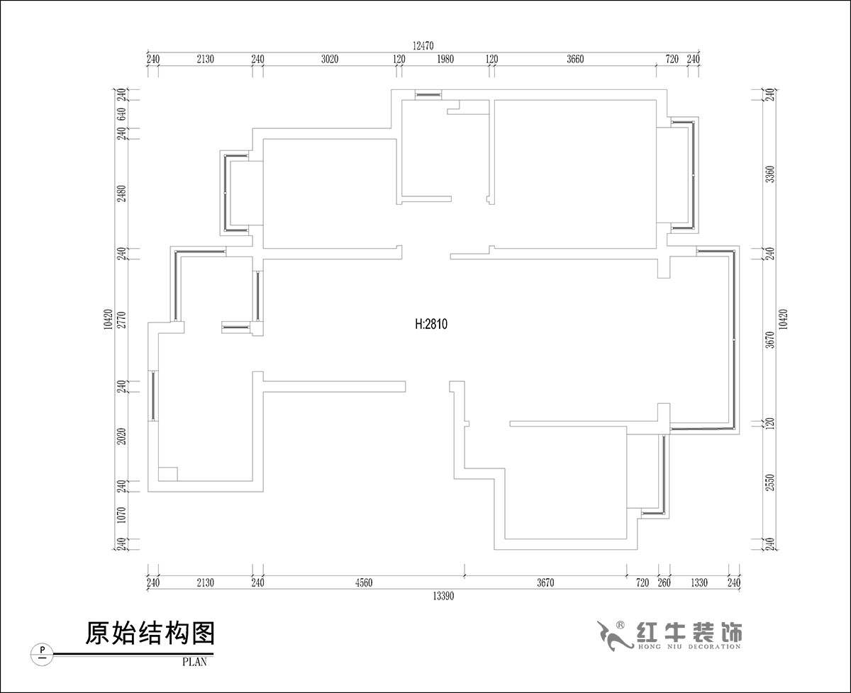 張桐瑋｜恒大林溪郡13-1001-99㎡-簡(jiǎn)歐風(fēng)格｜3室1廳1衛(wèi)｜新房裝修｜定制家￥122000｜全包13萬(wàn)｜00_01原始結(jié)構(gòu)圖
