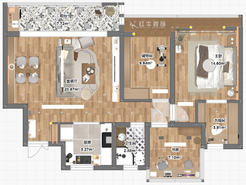 劉萍萍|招商語山苑5-1-602-98㎡-日式風格|3室2廳1衛|老房裝修|定制家¥110000|全包13