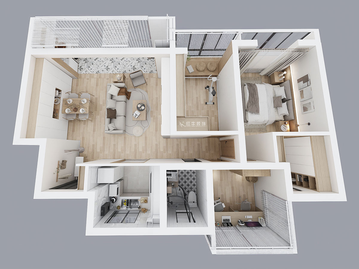 劉萍萍|招商語山苑5-1-602-98㎡-日式風格|3室2廳1衛|老房裝修|定制家¥110000|全包13