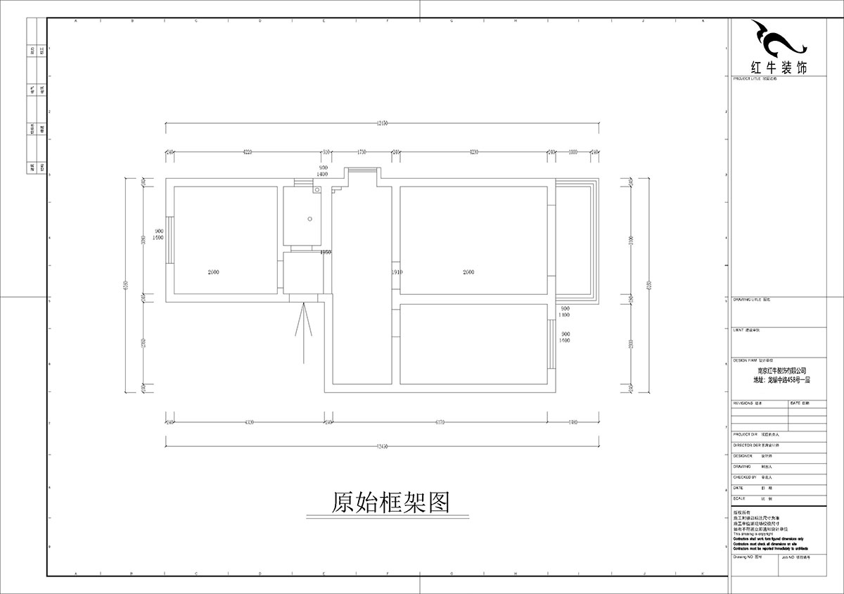 孟憲濤｜張府園小區(qū)20號(hào)202室-70㎡-簡(jiǎn)約風(fēng)格｜2室1廳1衛(wèi)｜老房裝修｜定制家￥95000｜全包12萬｜00_01原始框架圖