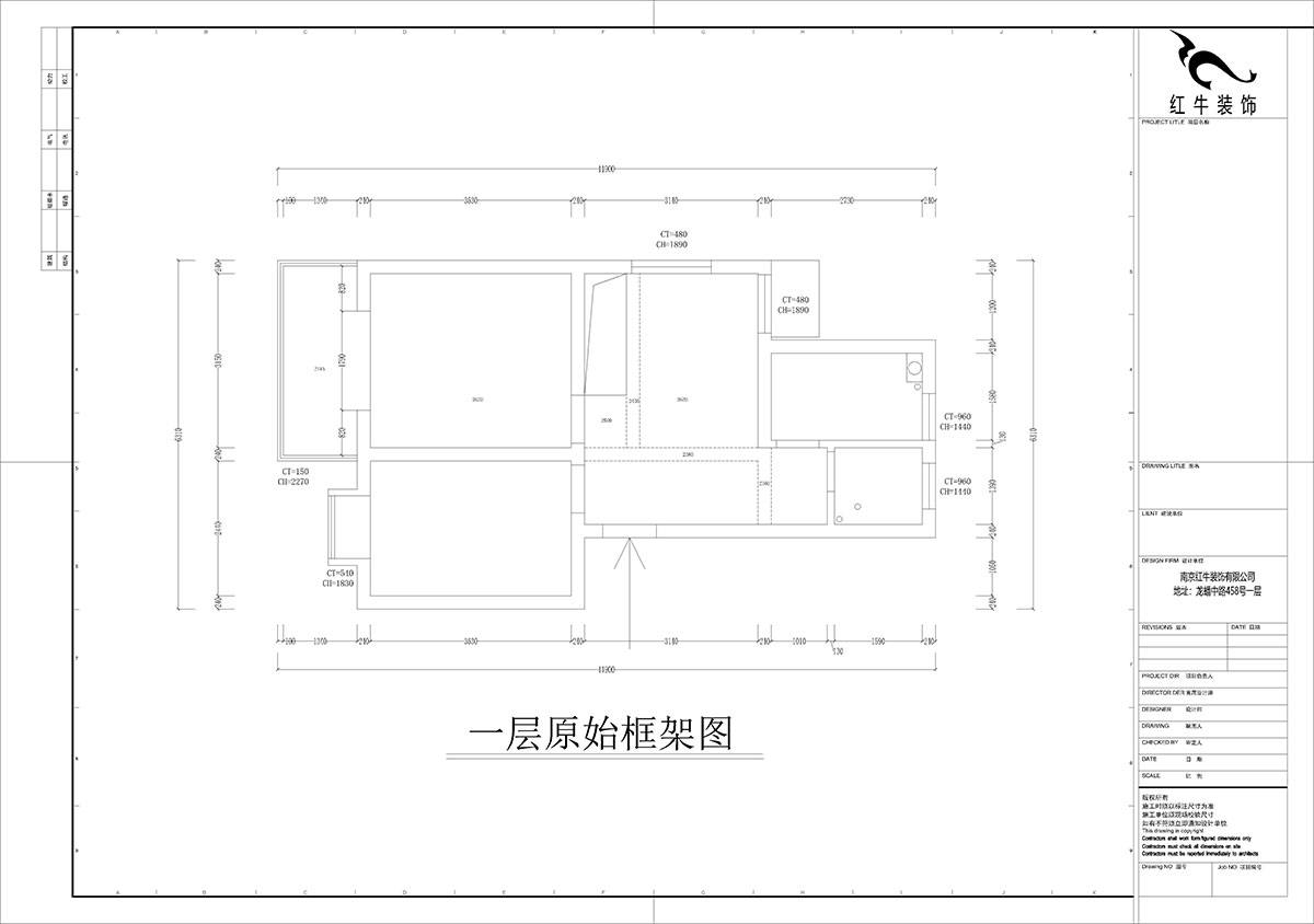 孟憲濤｜堯順佳園2期60-606-72㎡-簡約風格｜3室1廳1衛｜新房裝修｜定制家｜全包11萬｜00_01一層原始框架圖