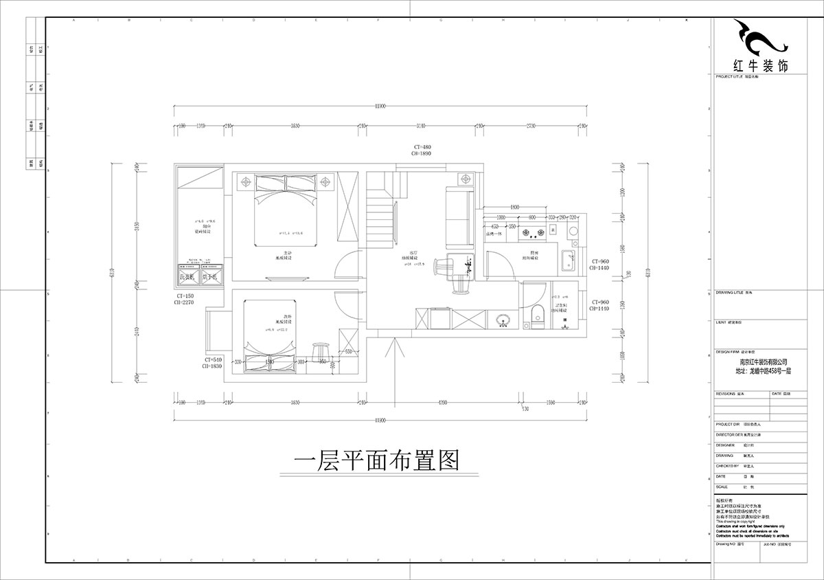 孟憲濤｜堯順佳園2期60-606-72㎡-簡約風格｜3室1廳1衛｜新房裝修｜定制家｜全包11萬｜00_02一層平面布置圖