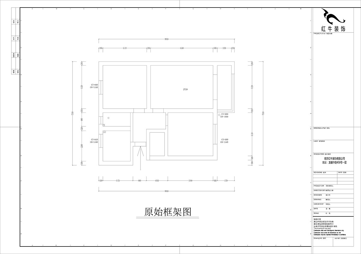 孟憲濤｜峨嵋嶺12號5-403-64㎡-現代簡約風格｜3室1廳1衛｜新房裝修｜定制家￥88600｜全包10萬｜00_01原始框架圖